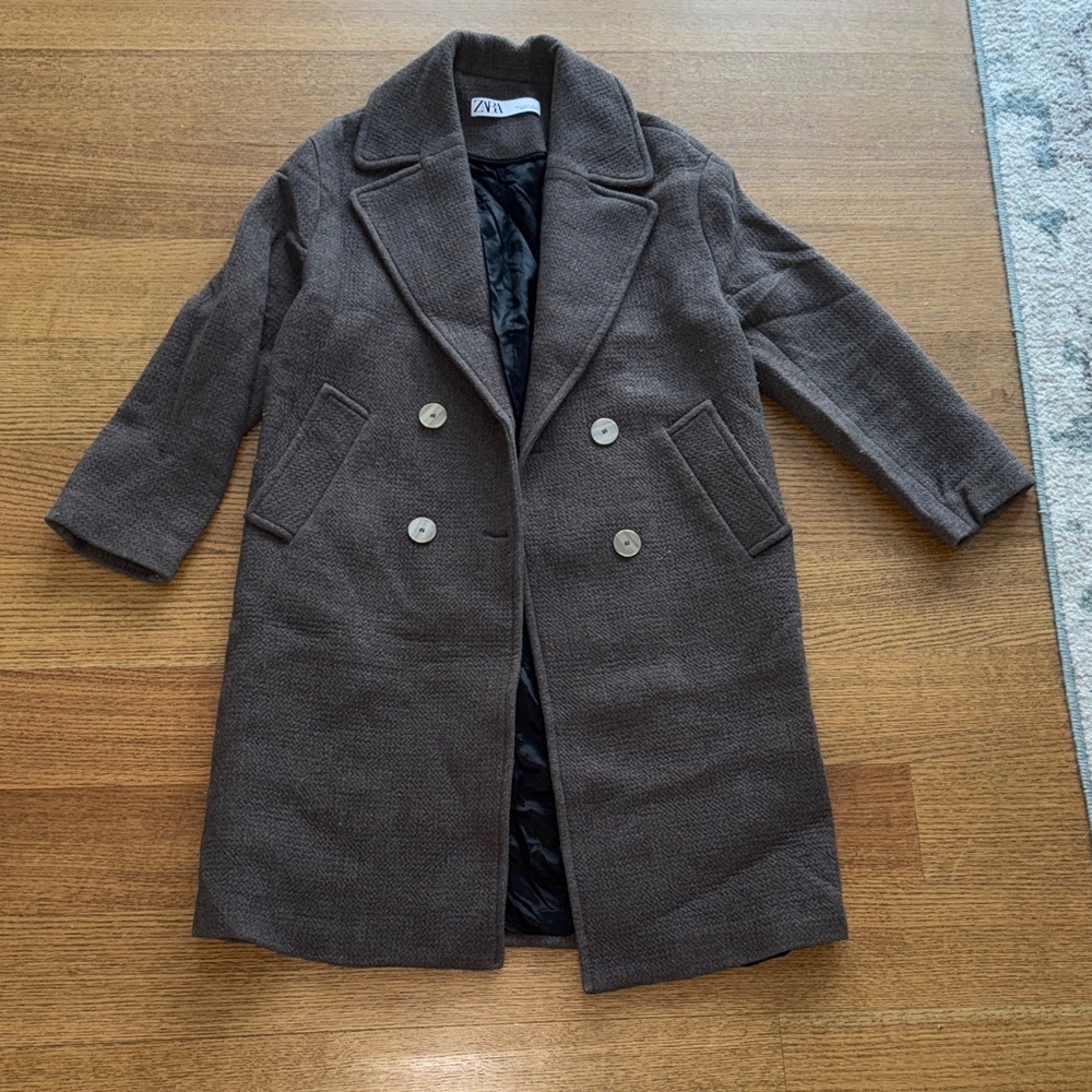 ZARA LONG DOUBLE-BREASTED WOOL COAT